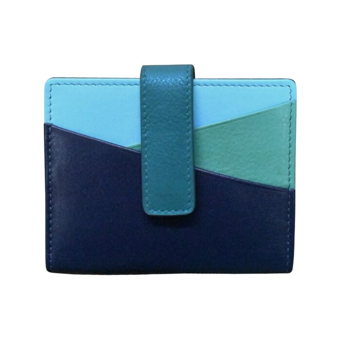 ILI New York Mini Asymmetric Card Wallet Serenity Multicolor snap closure