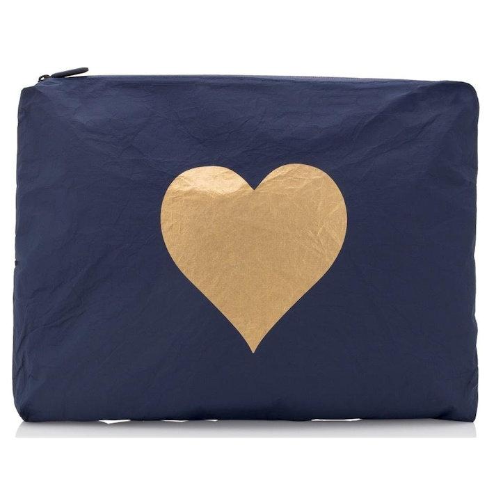 Jumbo Zipper Pack Navy with Gold Heart